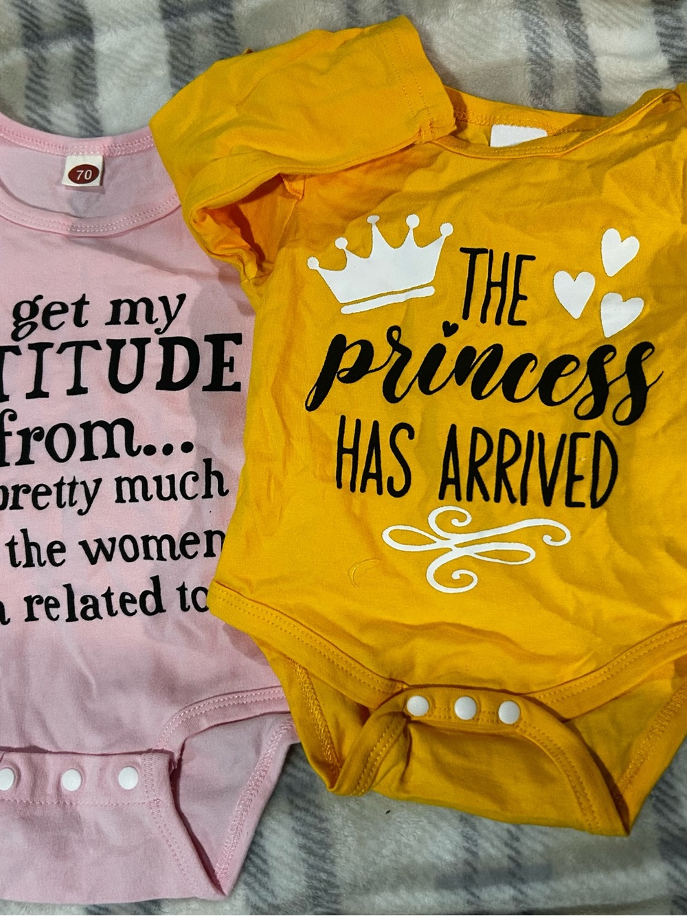 Baby One-Piece Bodysuit - Yellow "The Princess Has Arrived"